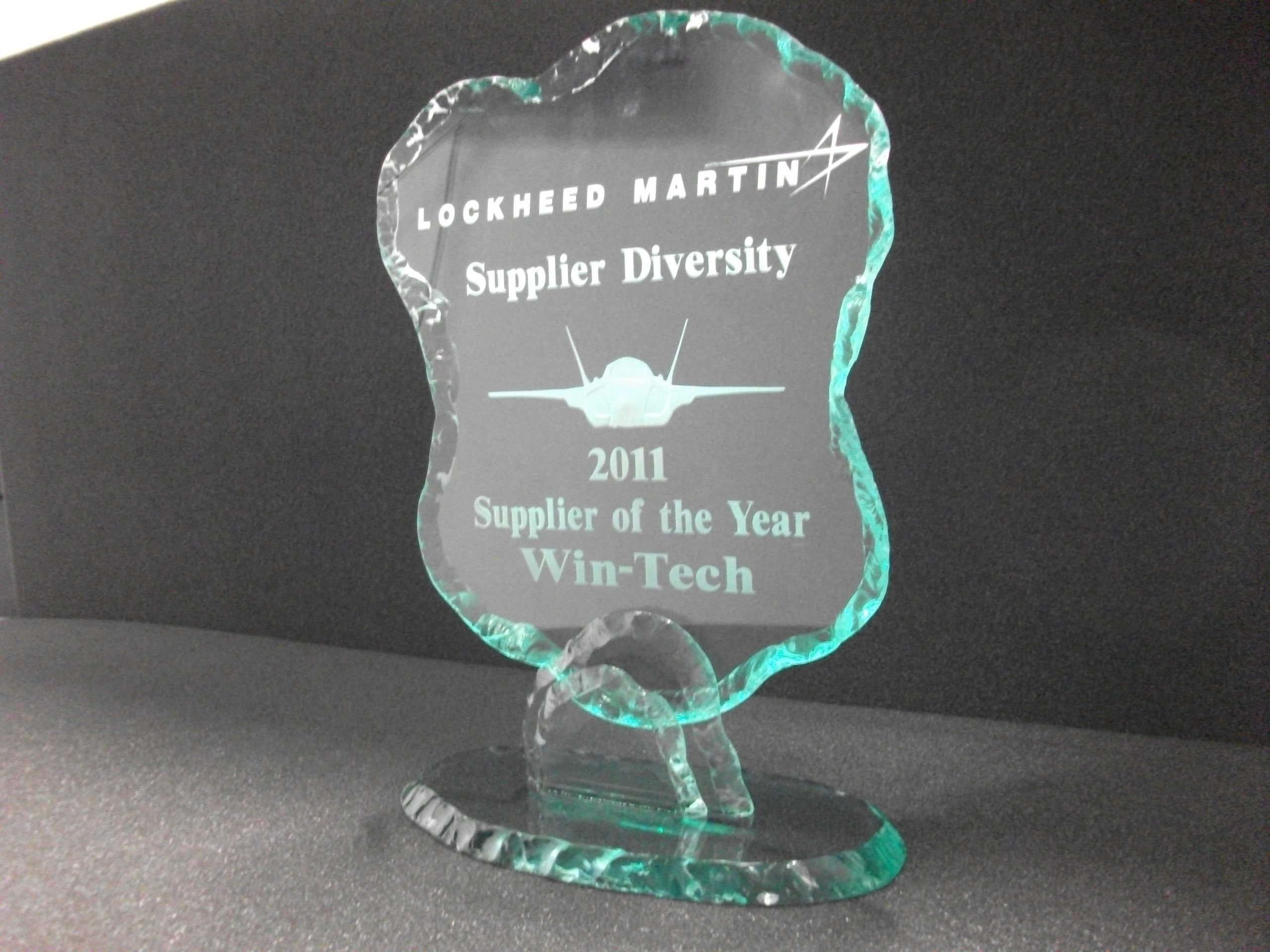 Lockheed Martin Supplier of the Year 2011, crystal award